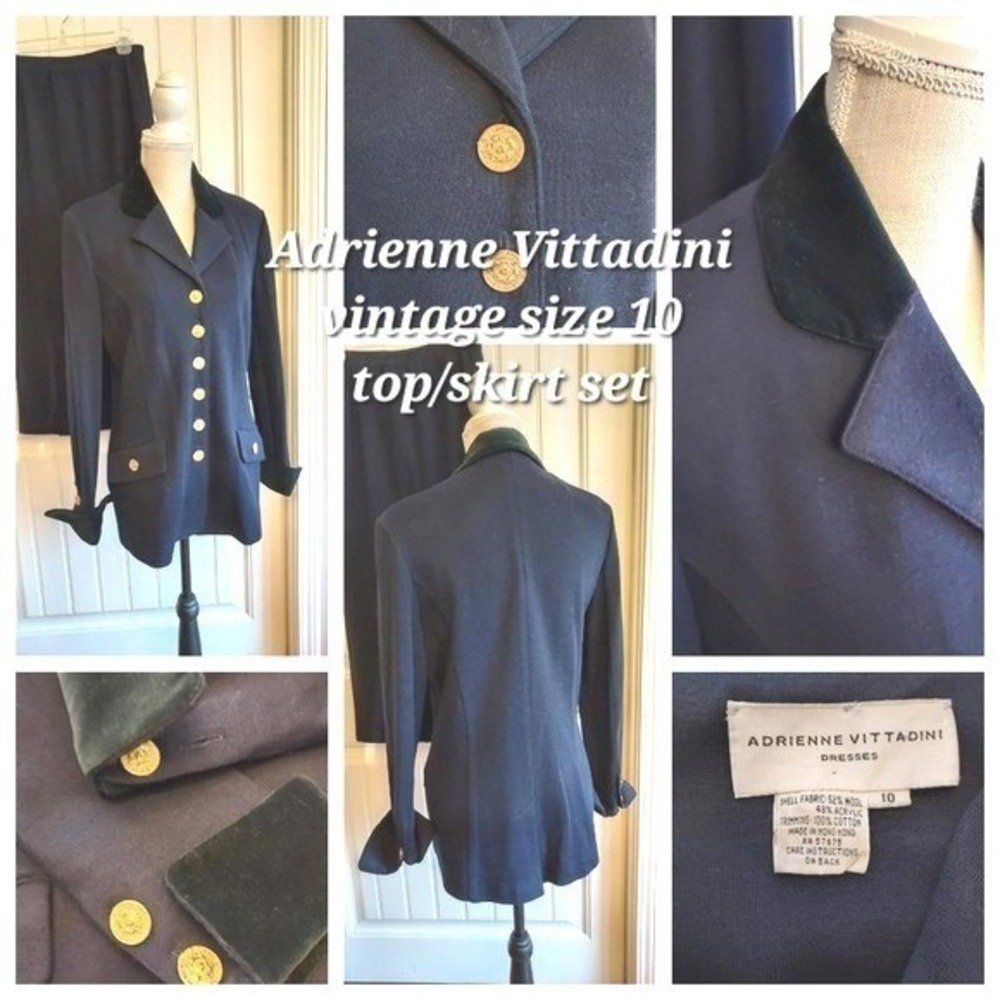Adrienne Vittadini Vintage Size 10 Top/Skirt Set business casual classic preppy